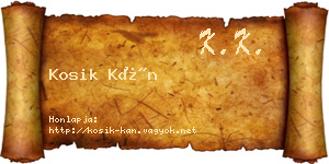 Kosik Kán névjegykártya